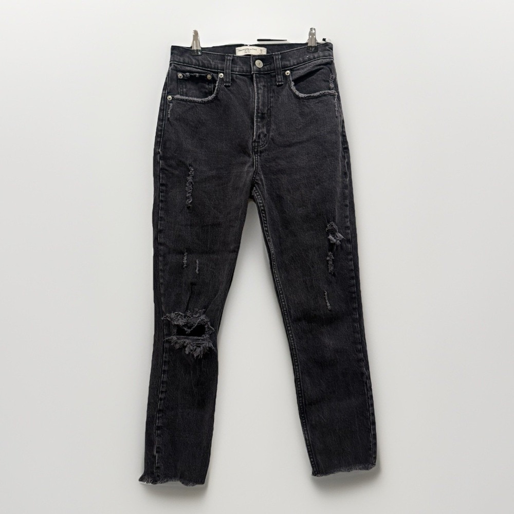 Abercrombie & Fitch The Mom High rise Jean Black Grunge Streetwear Size 26 2R